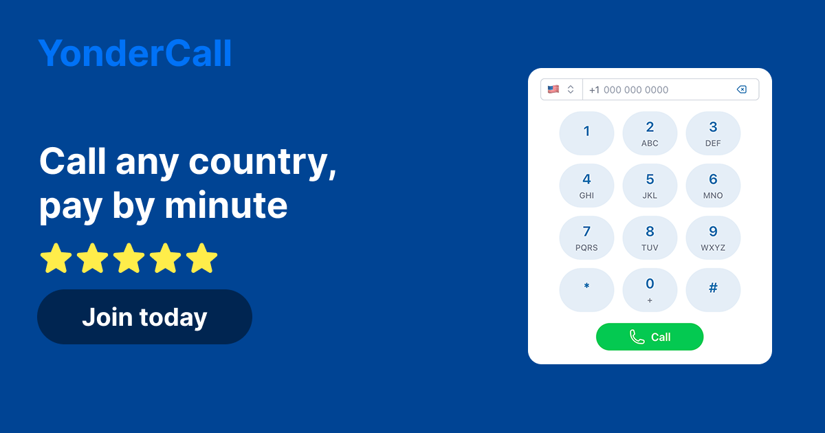 Call Any Country, Pay Per Minute | YonderCall